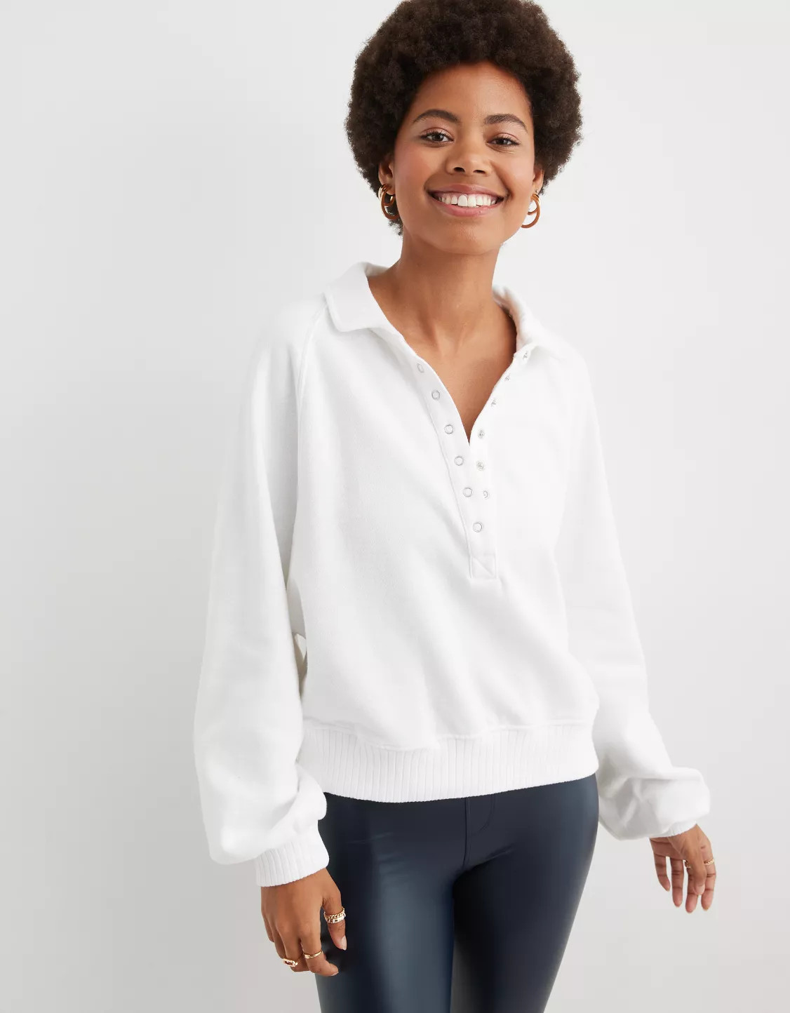Aerie Quarter Snap Sweatshirt | American Eagle Outfitters (US & CA)
