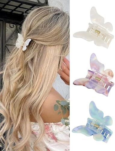 NAISIER Hair Clips, 3 Pack Butterfly Hair Clips Tortoise Shell Hair Claw Clips Jaw Clips 2.3 inch... | Amazon (US)