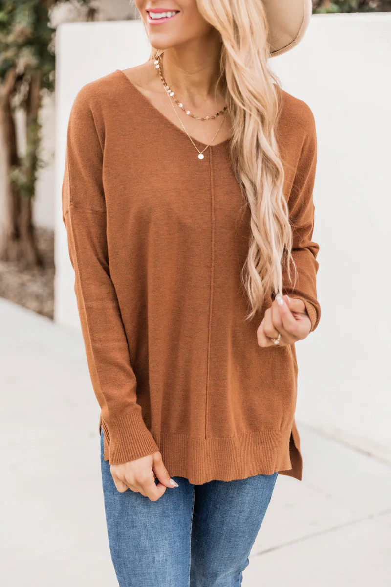 Something On Your Mind Ginger Sweater SALE | The Pink Lily Boutique