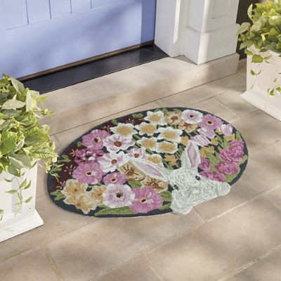 Hop and Bloom Hooked Door Mat | Grandin Road