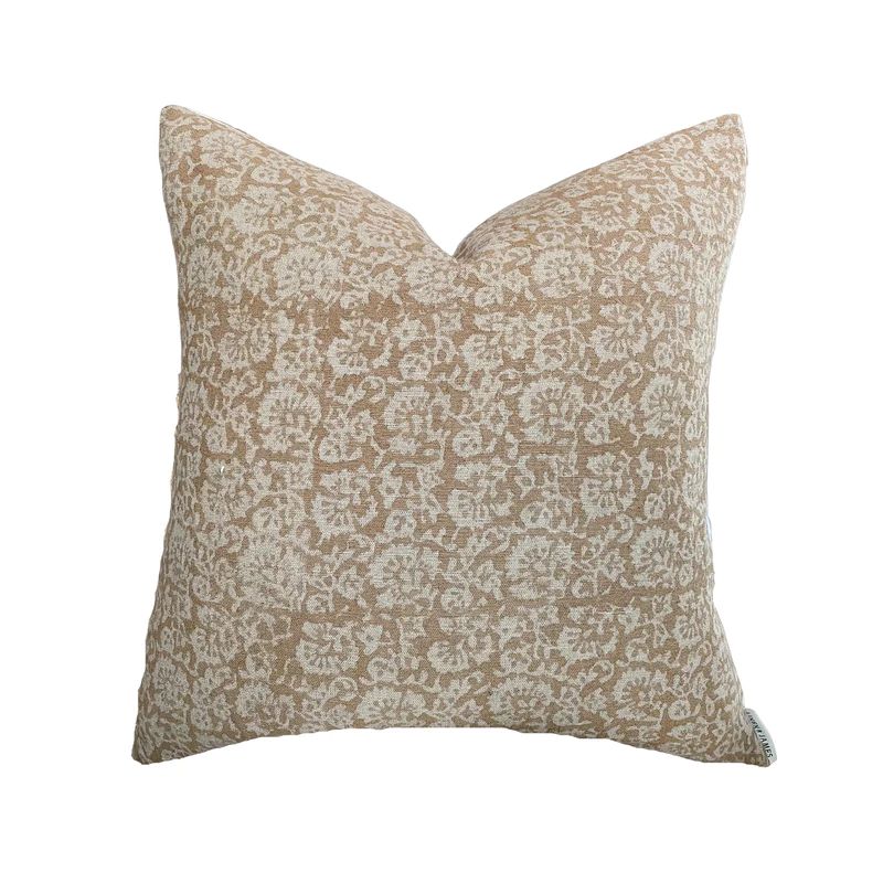Palmer | Muted Terracotta Floral Handblock Pillow Cover | Linen & James
