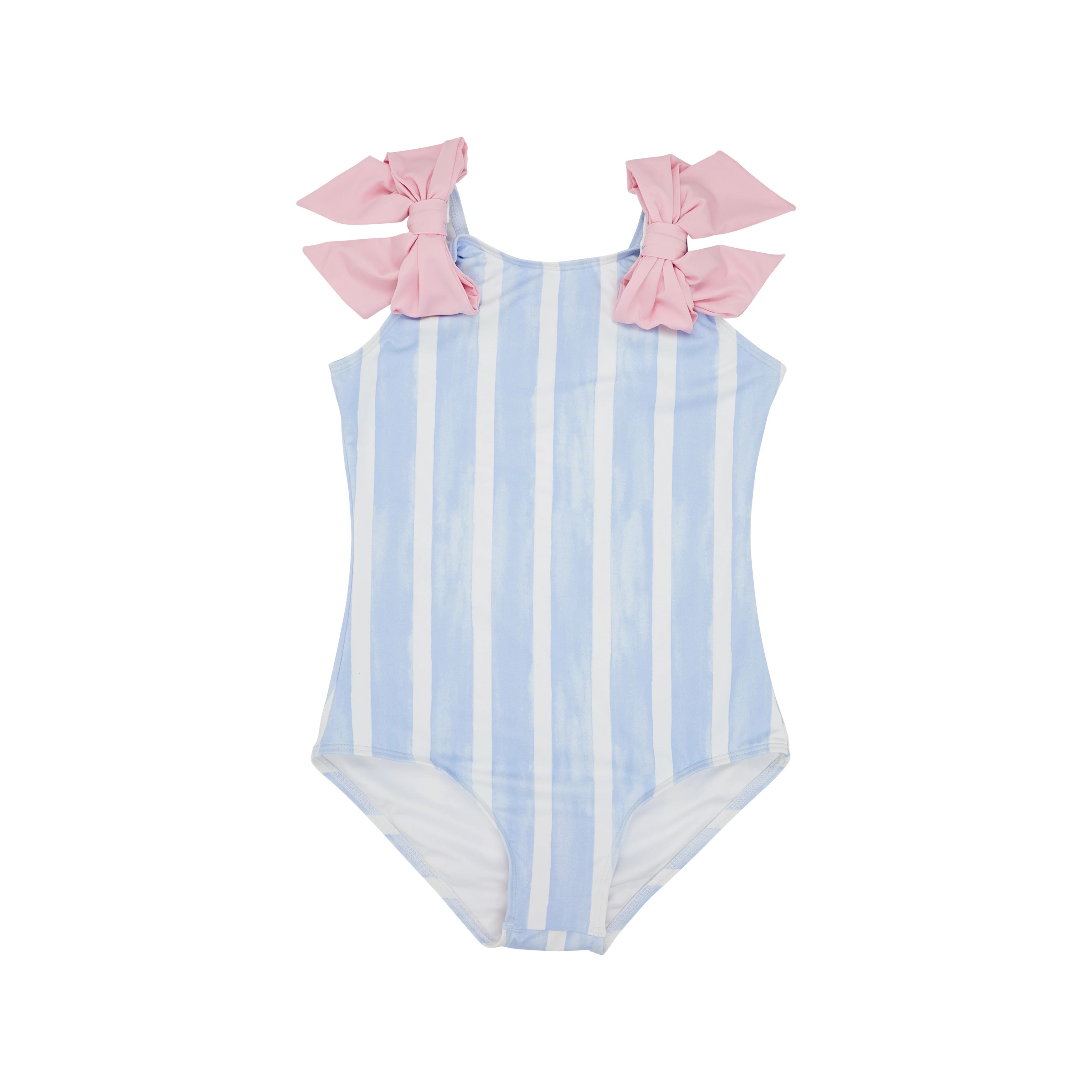 Edisto Beach Bathing Suit - Sea Wall Stripe with Palm Beach Pink | The Beaufort Bonnet Company