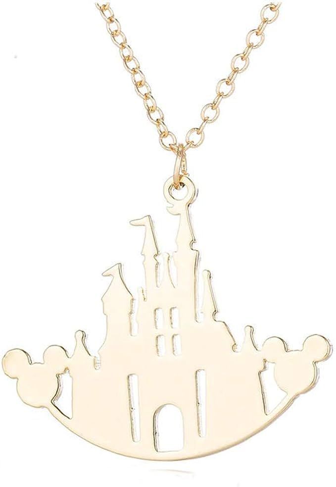 Disney Cinderella Necklace for Girls / Women - Silver Castle Mickey Ears Pendant - Jewelry Gift f... | Amazon (US)