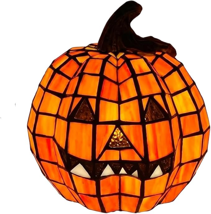 Stained Glass Pumpkin Lamp Halloween Lamps Desktop Fall Home Decor | Halloween Pumpkins Ornaments... | Amazon (US)