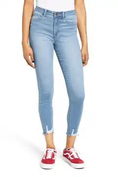 Heather High Waist Distressed Hem Crop Skinny Jeans | Nordstrom