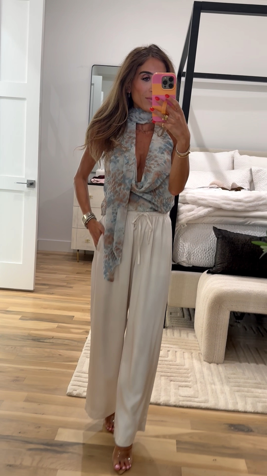 Date night outfit I wore yesterday to dinner: scarf top and satin pull on pants size xxs short

#LTKPetite #LTKootd #LTKSeasonal
