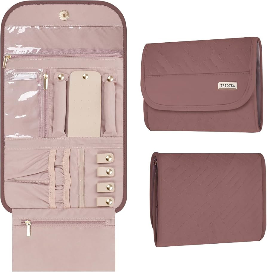 Travel Jewelry Case, Foldable Travel Jewelry Organizer for Earrings, Necklaces, Rings, Bracelets,... | Amazon (US)