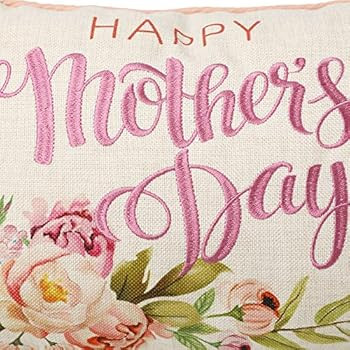 18" L Throw Pillow for Mother's Day Floral Reversible Pink Faux Burlap Oblong Pillow for Couch/Bed | Amazon (US)