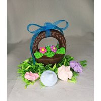 4"" Faux Chocolate Easter Basket With Flowers/Tray Decor-Not Edible | Etsy (US)