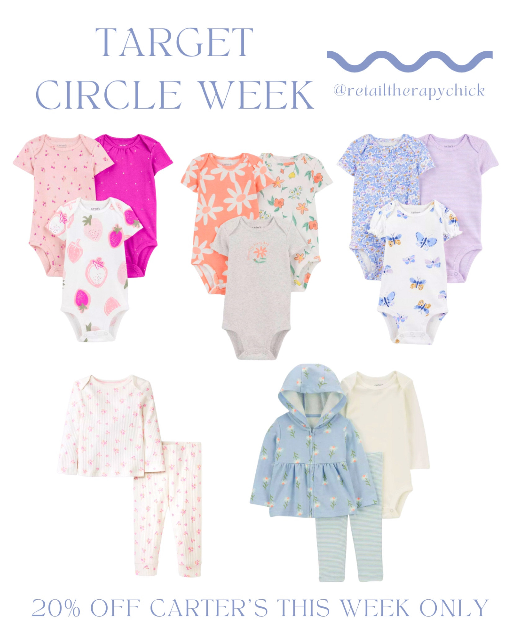 Take advantage of these Target Circle week sales! 

Baby clothes on sale at Target for this week only. 

#carters
#targetcircleweek
#targetcircle
#targetbaby

#LTKbaby #LTKxTarget #LTKfamily