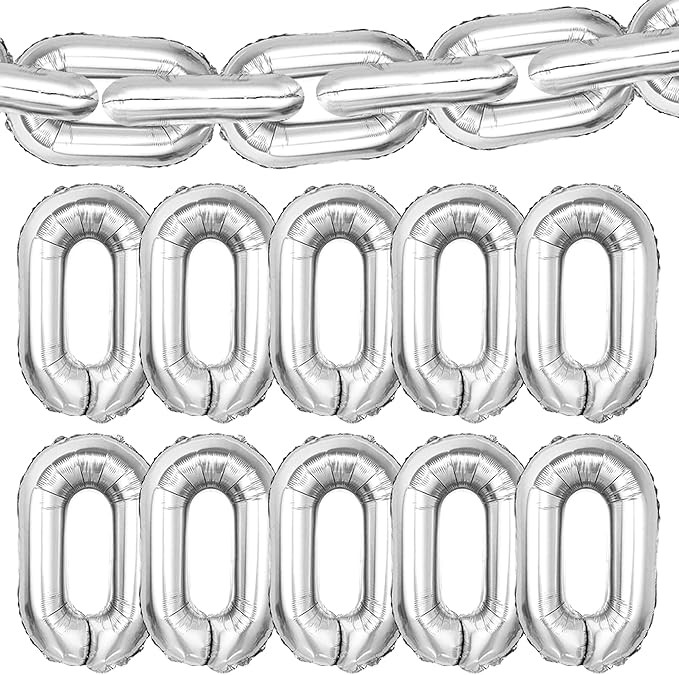 30 Pieces, Silver Chain Balloons - 16 Inch | Chain Link Balloons For 90s Party Decorations | Chai... | Amazon (US)