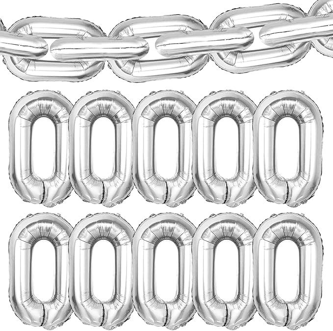 30 Pieces, Silver Chain Balloons - 16 Inch | Chain Link Balloons For 90s Party Decorations | Chai... | Amazon (US)