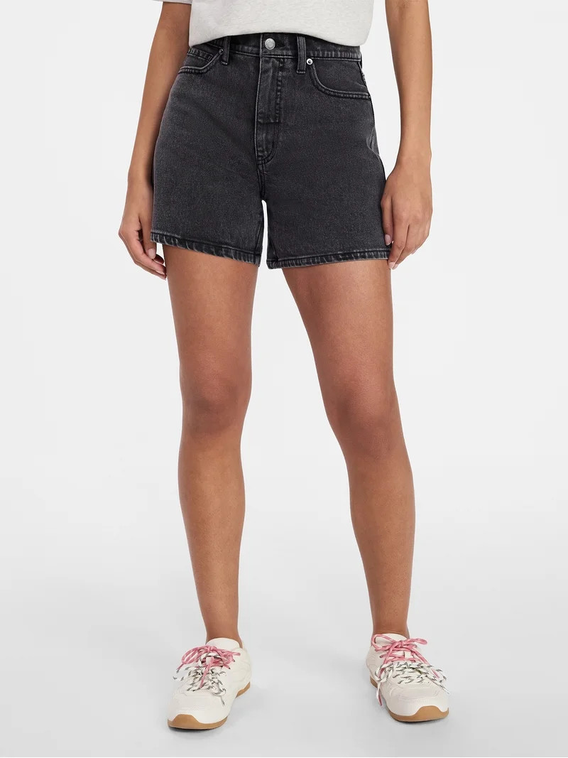 Time and Tru Women's High Rise Denim Shorts, 5" Inseam, Sizes 0-20 | Walmart (US)