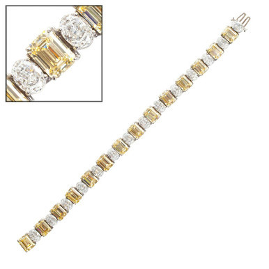 Canary Emerald-Cut & Clear Oval Alternating Bracelet | Fantasia by DeSerio