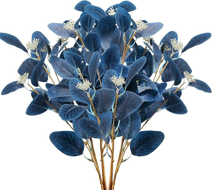 GTIDEA 6pcs Faux Eucalyptus Stems Blue Artificial Eucalyptus Leaves Spray Greenery Stems Branches... | Amazon (US)