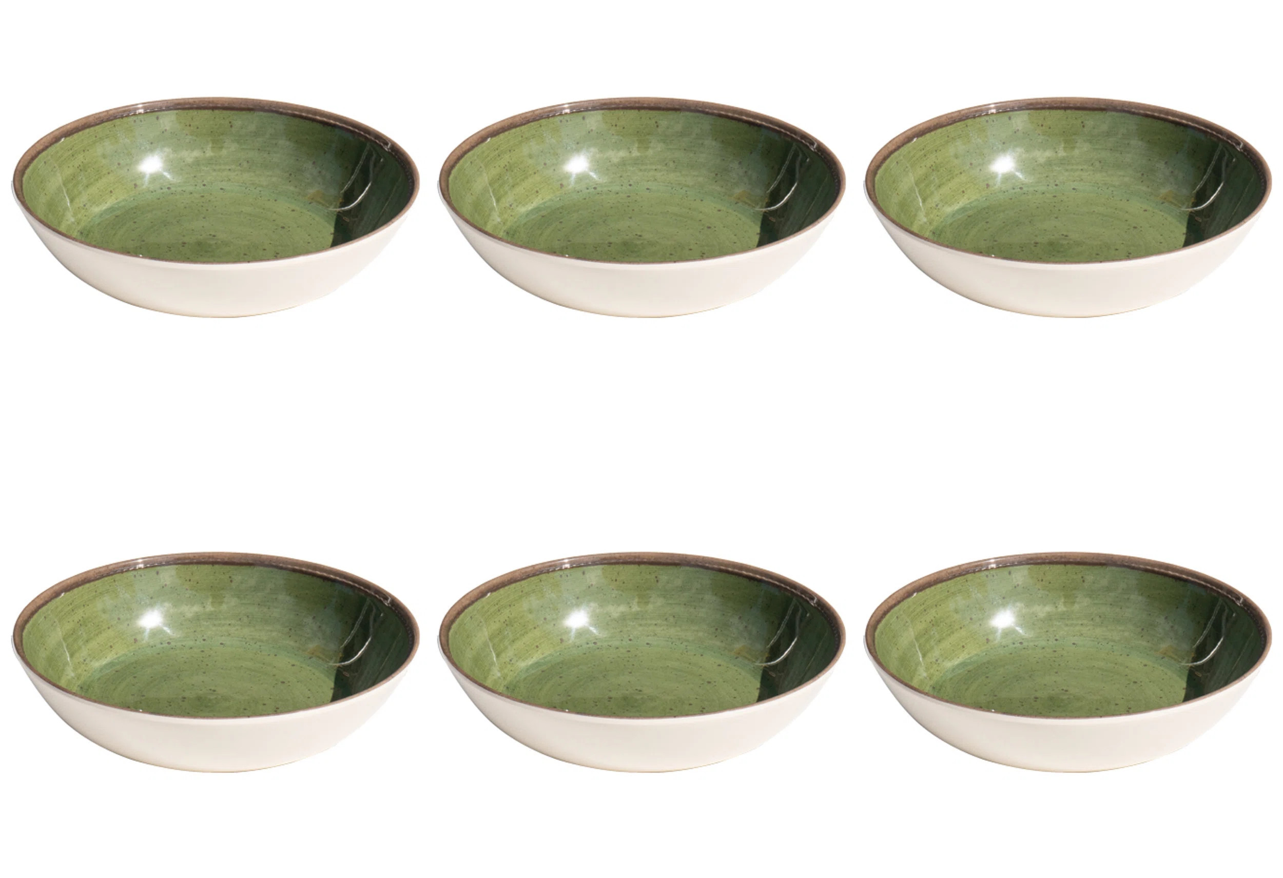 Retreat Pottery NewWave Melamine Low Bowl - Green - 8.1" (Set of 6) | Wayfair North America