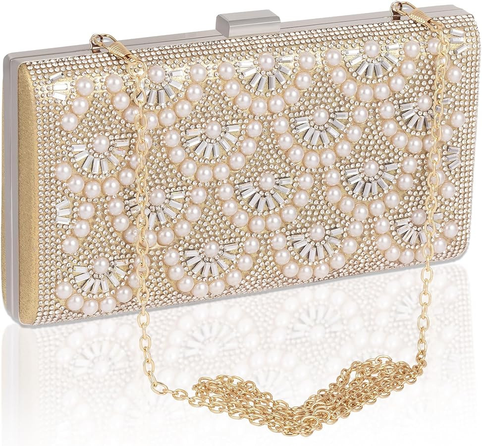 Evening Clutch Pearl Purse for Women, Party Clutches Bag Wedding Formal Handbags | Amazon (US)