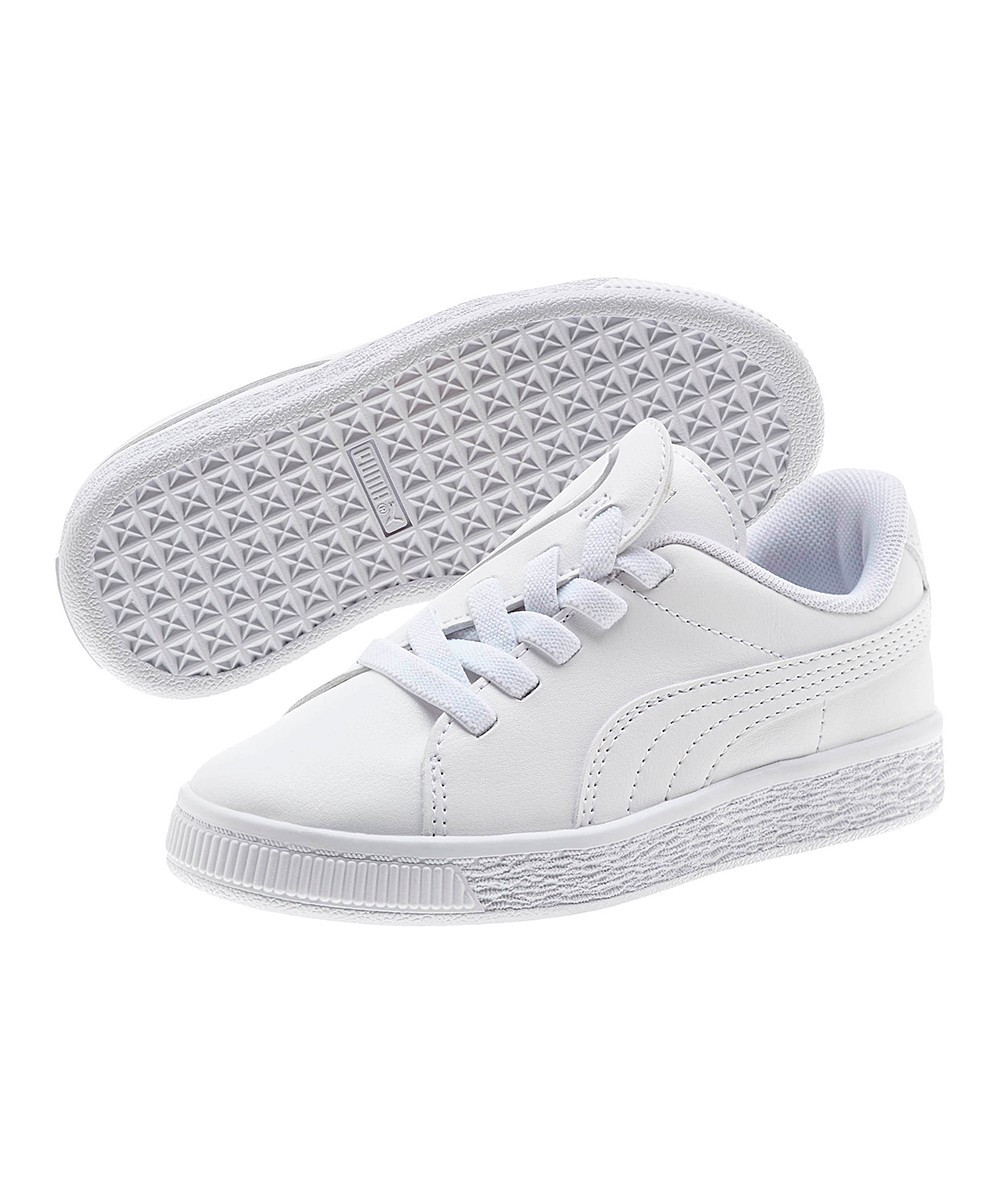 PUMA Girls' Sneakers Puma - White & Silver Basket Crush Sneaker - Girls | Zulily