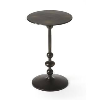 Butler Specialty Company Zora 12 in. Metalworks Black Round Metal Pedestal Accent Table 19.25 in.... | The Home Depot