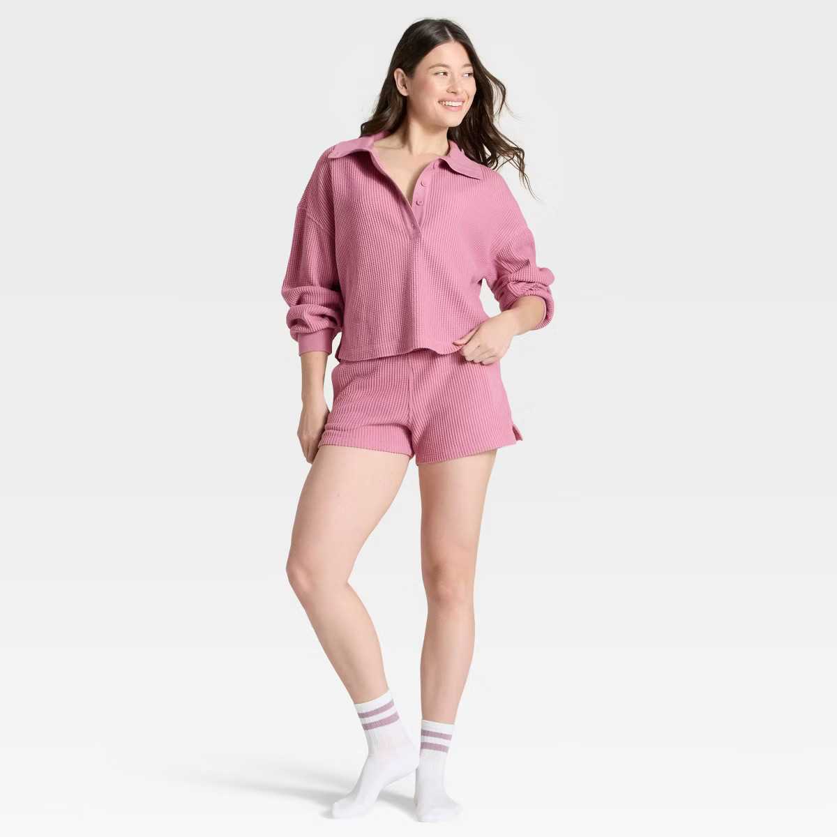 Women's Waffle Henley Sweatshirt - Auden™ | Target
