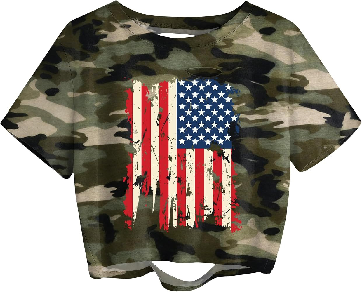 hohololo USA Crop Tops Women 4th of July Shirts Patriotic Shirt American Flag Tee Memorial Day Ts... | Amazon (US)