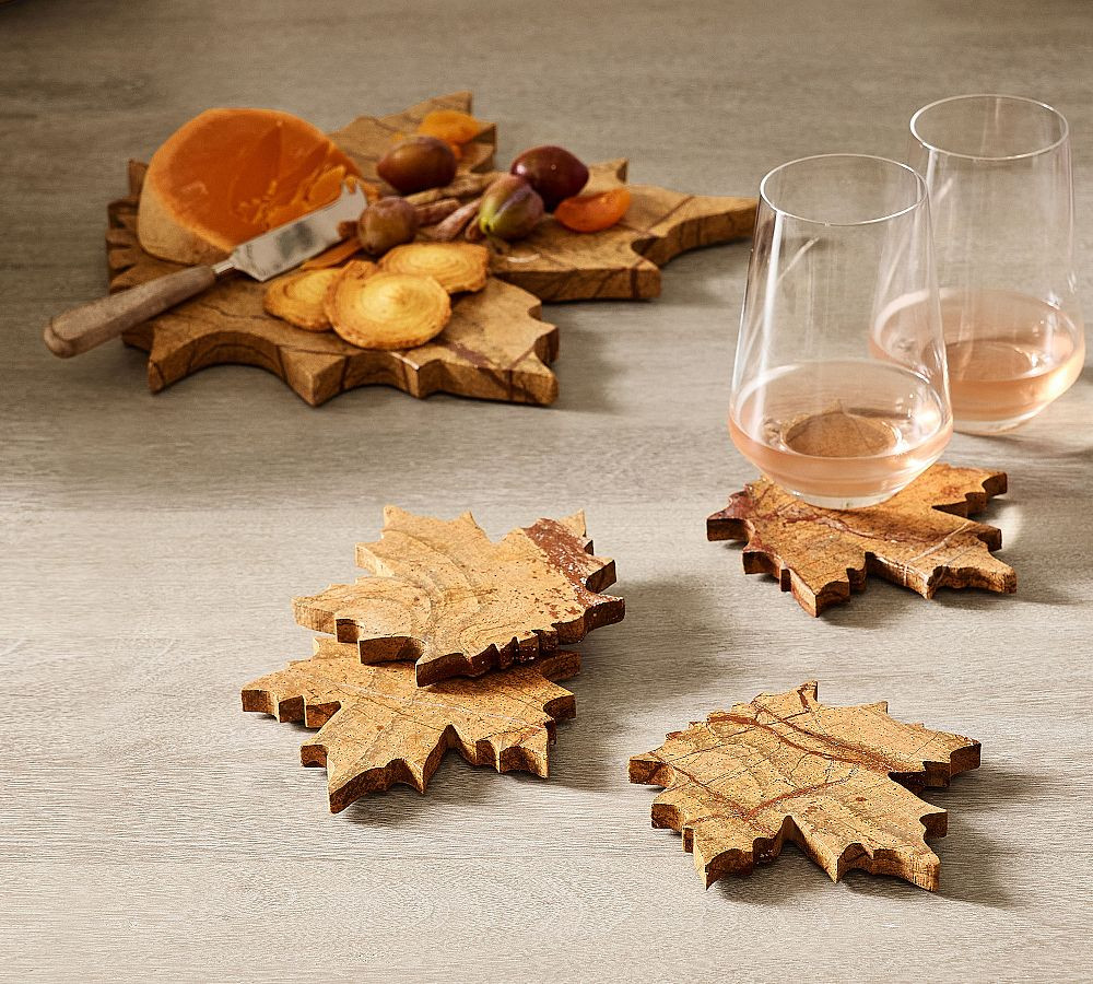Maple Leaf Marble Coasters - Set of 4 | Pottery Barn (US)