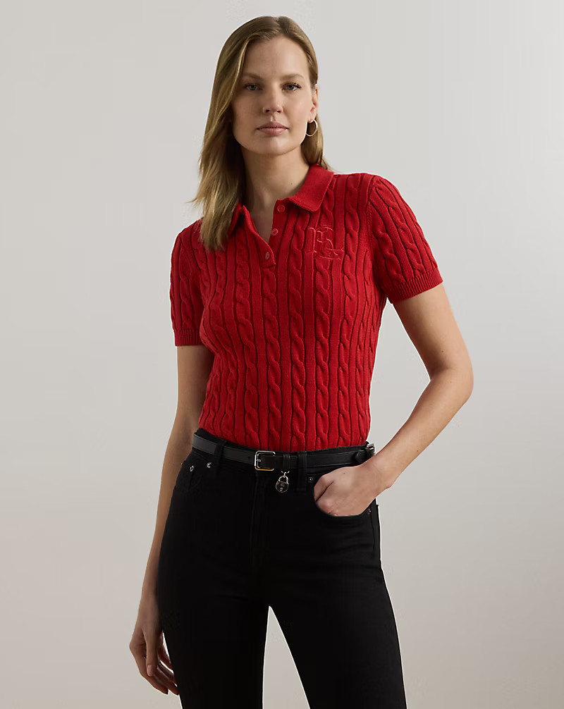 Cable-Knit Cotton Polo Jumper | Ralph Lauren (UK)