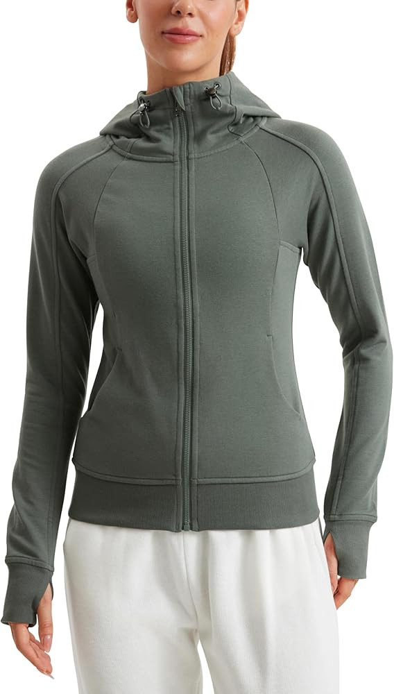 CRZ YOGA Womens Fleece Full Zip Hoodie Jackets Workout Hooded Zipper Basic Casual Sweatshirts wit... | Amazon (US)
