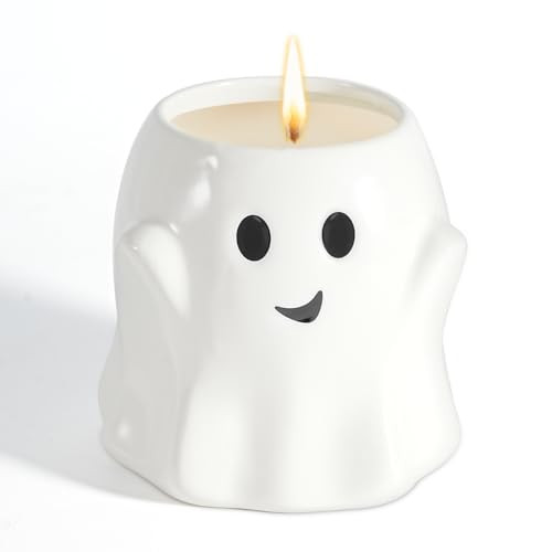13OZ Halloween Ghost Candle Boo Basket Stuffers for Women Men, Large Pumpkin Spice Scented Candle Up to 60 Hours Halloween Decorations Indoor | Amazon (US)