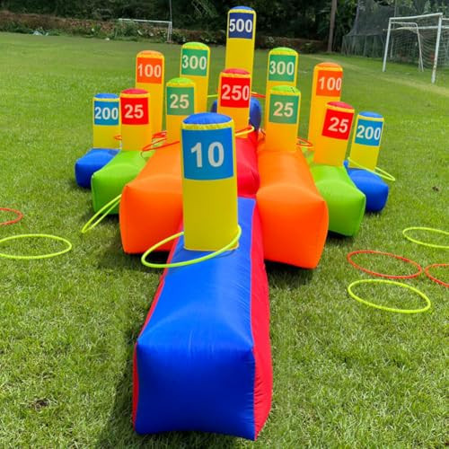 Inflatable Ring Toss Throwing Game with Blower&20pcs Ring Toss,Inflatable Interactive Hoopla Games Popular Carnival Game for Birthday Partis, Lawn Games, School Events (13ft(L)*8.2ft(W)*4.6ft(H) | Amazon (US)