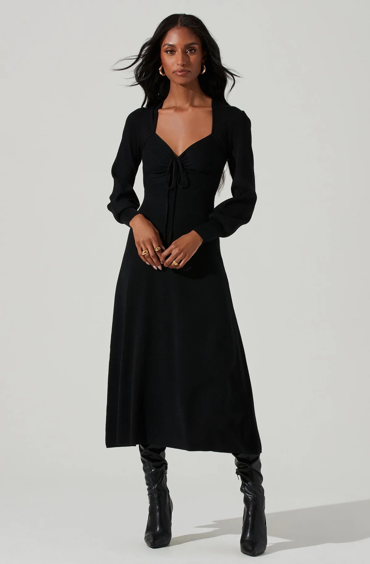 Genevieve Knit Sweetheart Long Sleeve Midi Dress | ASTR The Label (US)