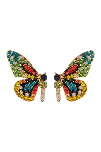 EYE CANDY LOS ANGELES Flutter Green Crystal Butterfly Earrings in Multicolored at Nordstrom Rack | Nordstrom Rack