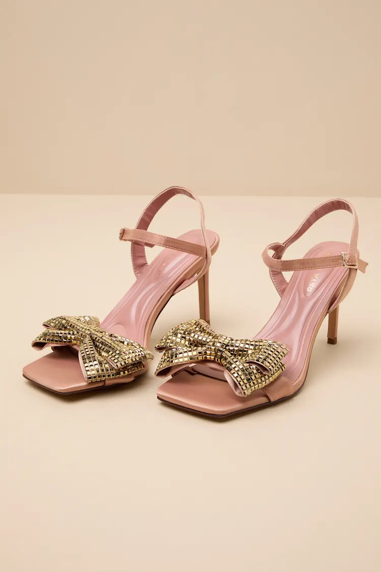 Gamylle Mocha Rhinestone Ankle Strap High Heel Sandals | Lulus