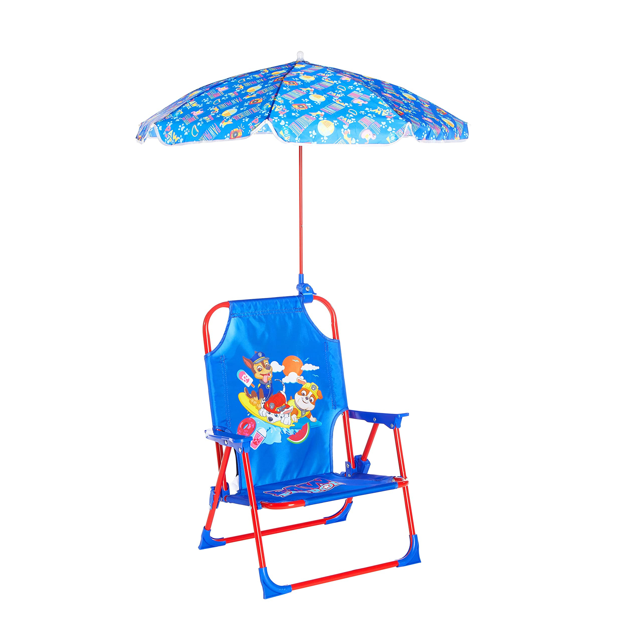 Idea Nuova Paw Patrol Kids Outdoor Folding Beach Chair with Umbrella, Ages 3+ | Amazon (US)