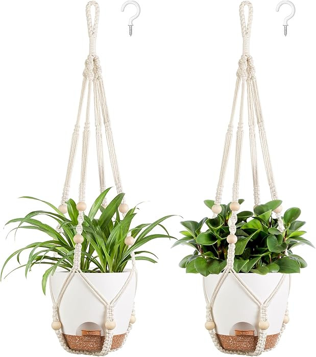 Mkono 6.5 Inch Hanging Planters, Macrame Plant Hangers with Self Watering Plant Pots Indoor Set o... | Amazon (US)