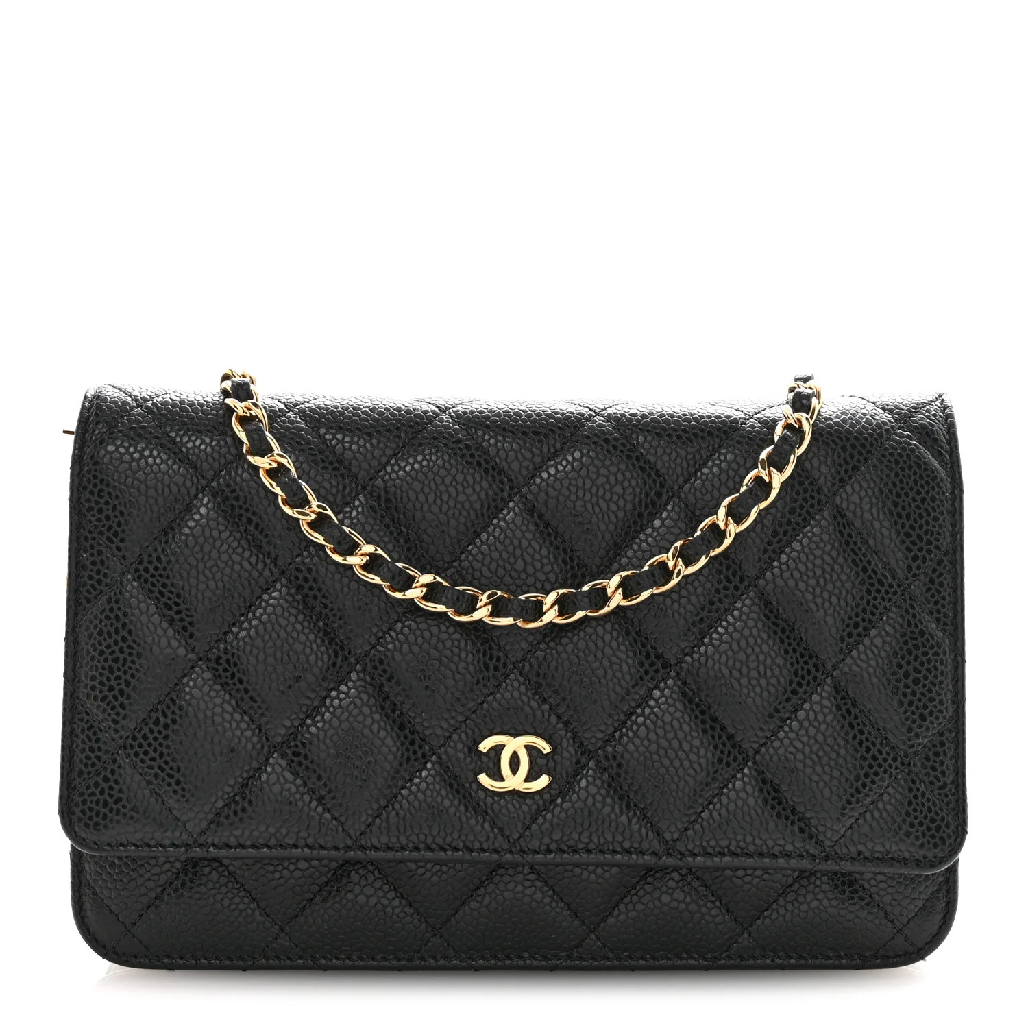 Caviar Quilted Wallet On Chain WOC Black | FASHIONPHILE (US)