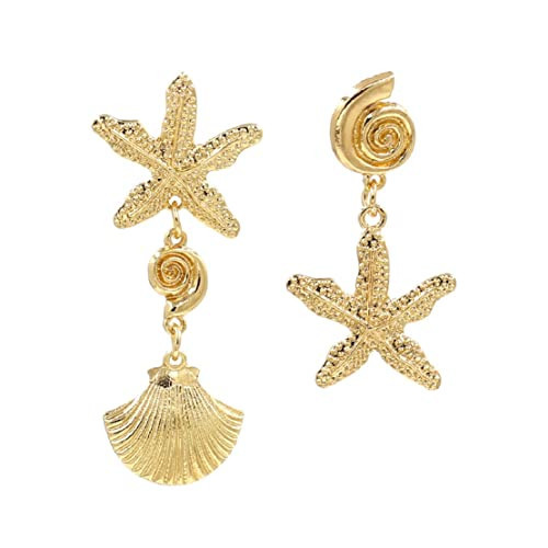 Starfish Earrings for Women, Seashell Earrings for Girls, Sea Shell Conch Dangle Earrings Hypoallergenic, Cowrie Shell Earrings Studs, Shell Jewelry Gifts Funny Earrings | Amazon (US)