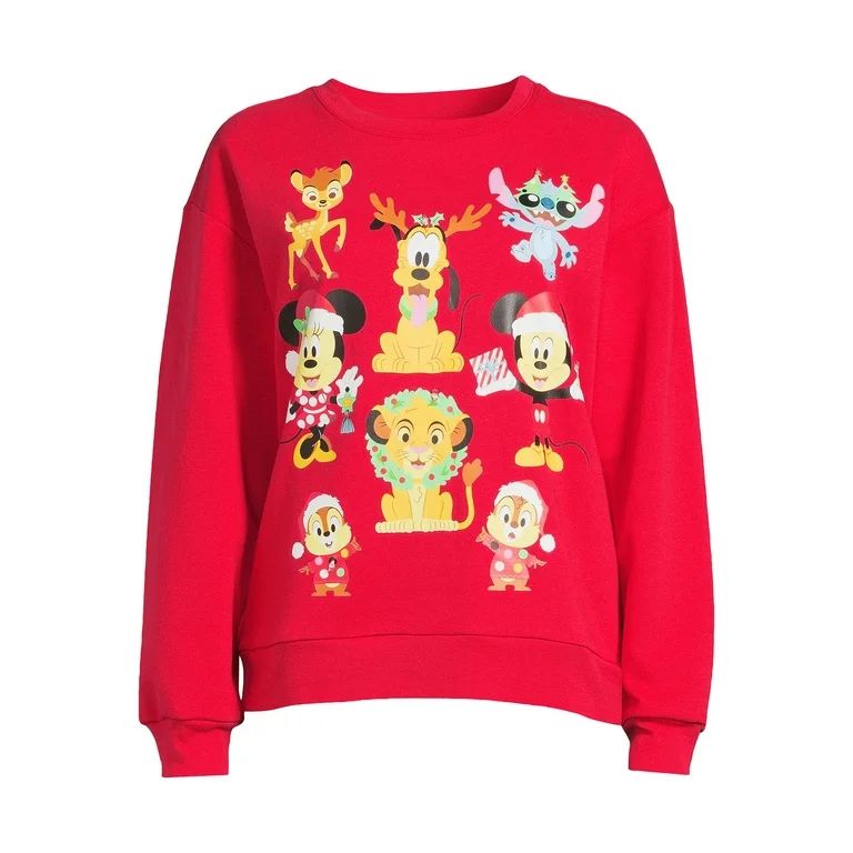 Disney 100 Women's Juniors Light- Up Christmas Sweatshirt, Sizes XS-XXXL | Walmart (US)