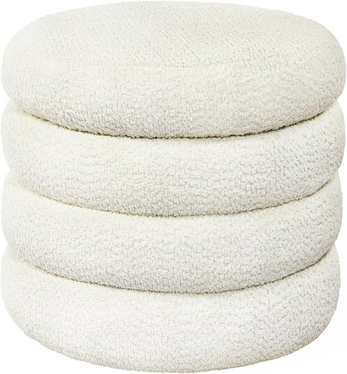 Storage Ottoman, Round Ottoman with Storage, Vanity Stool Foot Rest with Removable Lid, Round Bou... | Amazon (US)