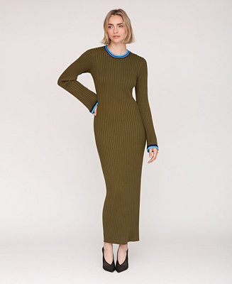 Avec Les Filles Women's Long Sleeve Ribbed Neck Maxi Dress - Macy's | Macy's