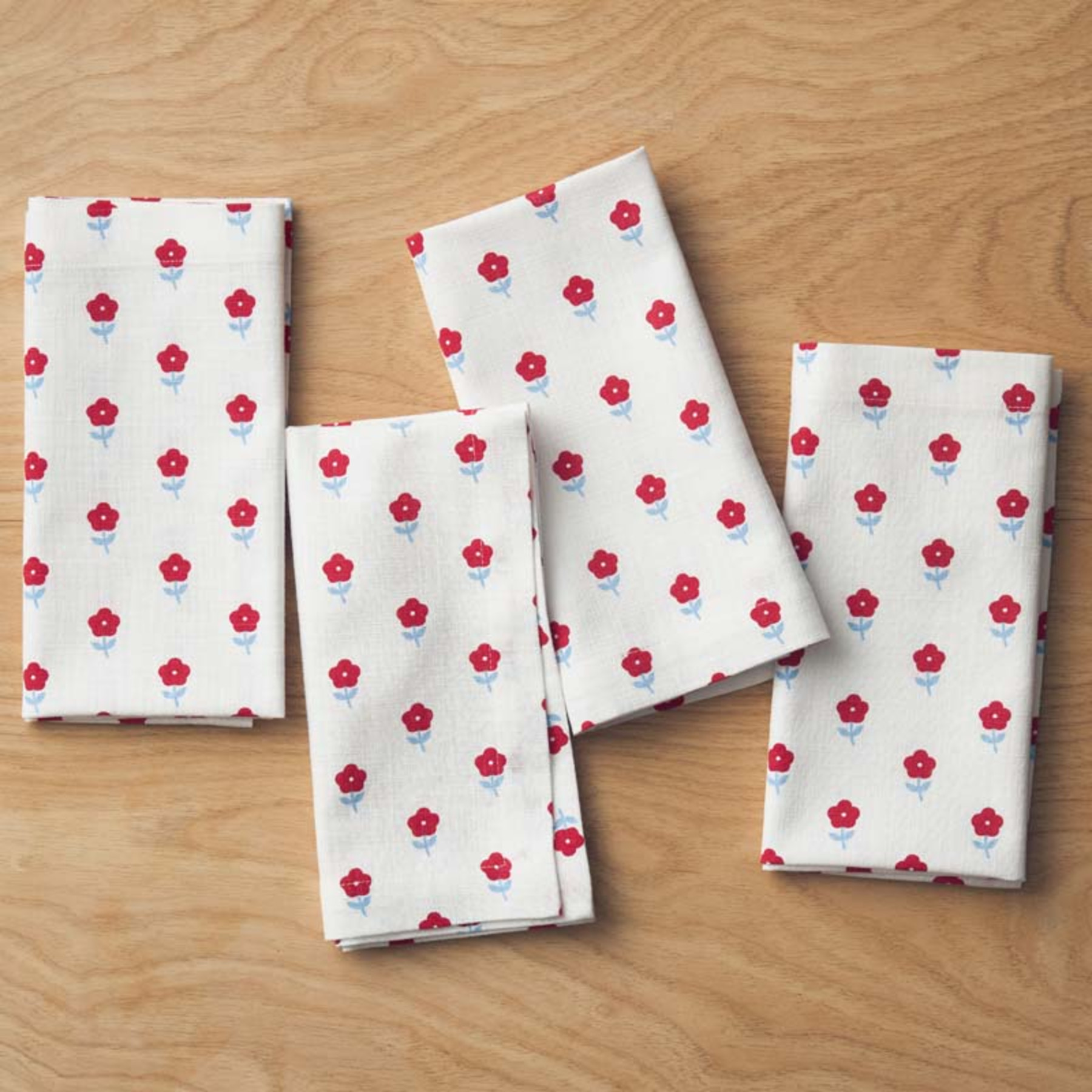 Flower Napkins, Set of 4 - Flowers Red Blue | The Company Store