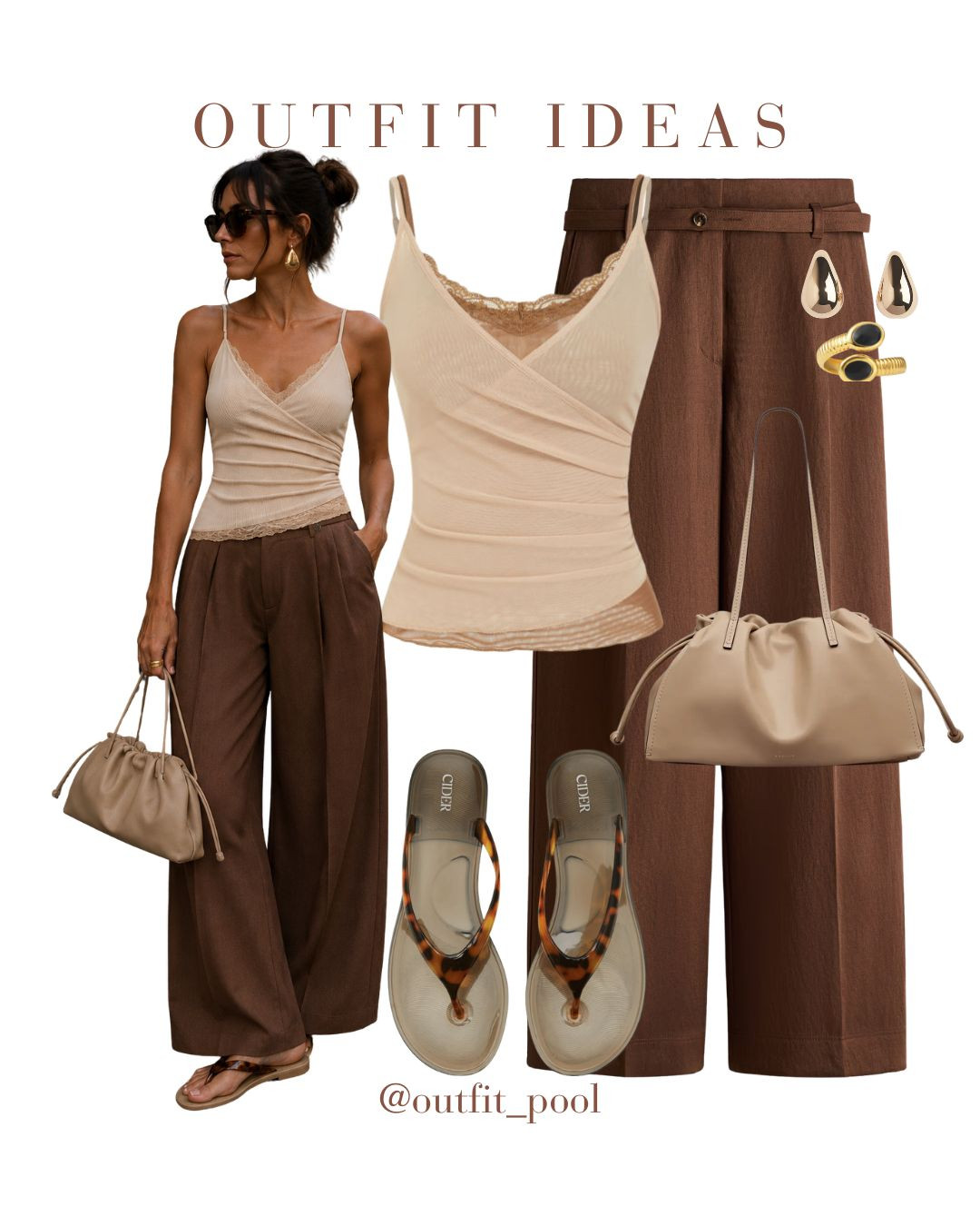 Brown Trousers with tank tops #browntrousers #virtualstylist #tanktops (Brown Trousers, Brown Trousers Outfit, Brown Pants Outfit, Tank Top Outfit, White Tank Top, Black Tank Top, Ribbed Tank Top, Neutral Outfit Ideas, Minimalist Style, Summer Outfit Ideas, Brown Trousers with Tank Top, Wide Leg Trousers, Tailored Trousers Outfit, Old Money Style, Coastal Chic Style, Vacation Outfit Ideas, Chic Summer Style) 

 #LTKdayinmylife #LTKgrwm #LTKootd