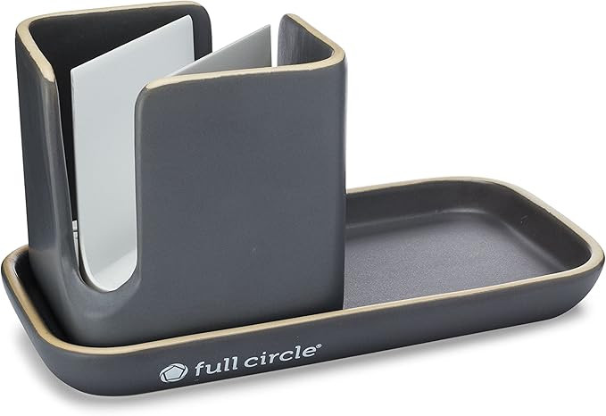 Full Circle Stash, Ceramic Sink Caddy, Gray and White, 11" | Amazon (US)