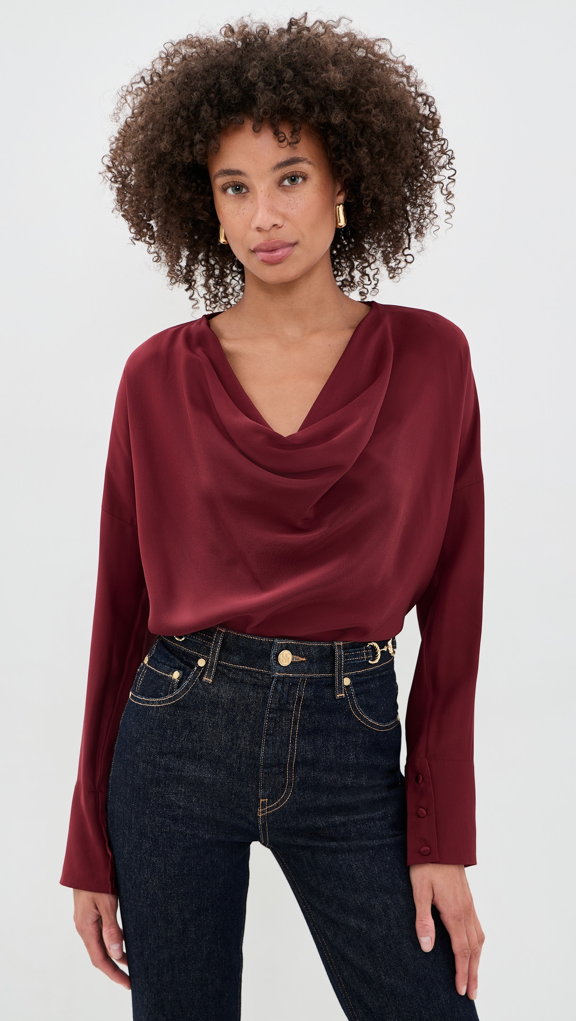 rag & bone Vinnie Silk Blouse Red L | Shopbop