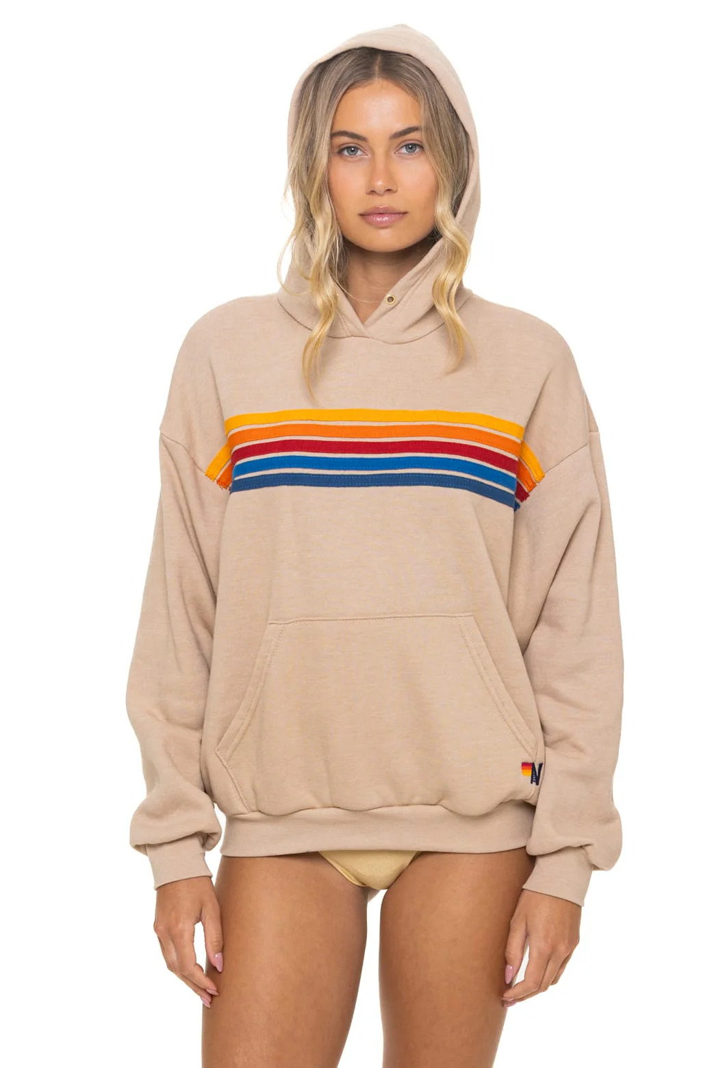 Sand 5 Stripe Pullover Hoodie | Aviator Nation | Aviator Nation