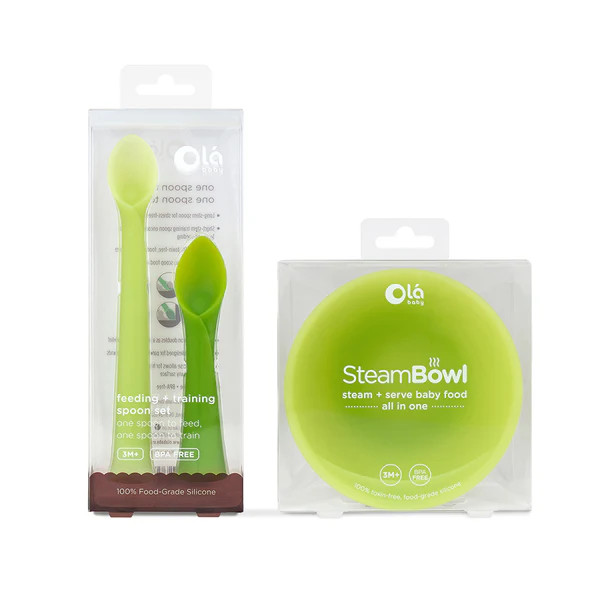 SteamBowl with Feeding+Training Spoon Bundle | Olababy