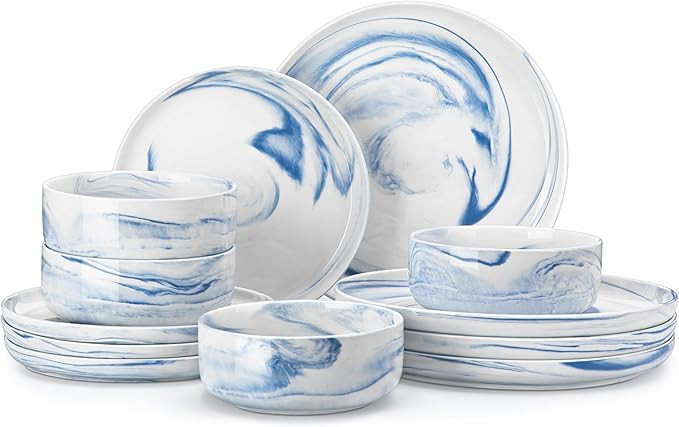 MALACASA Plates and Bowls Sets, 12 Pieces Porcelain Dinnerware Sets Dishware Sets Chip Resistant ... | Amazon (US)