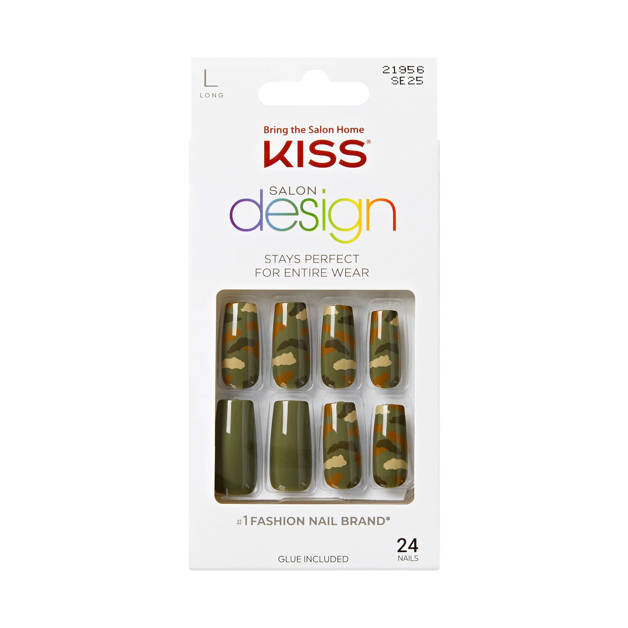 KISS Salon Design Press On Nails, ‘Dancer’, Green, Long Square, 24 Count | Walmart (US)