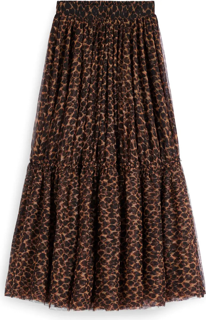 Anna Leopard Print Tiered Tulle Maxi Skirt | Nordstrom