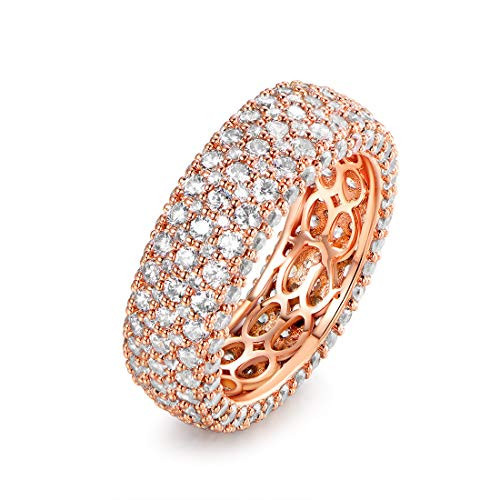 Barzel Rose Gold Plated Wide Eternity Ring, 150 AAA Cubic Zirconia, Women's Ring (Rose Gold, Size 10) | Amazon (US)